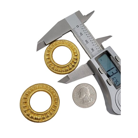 Givenchy Gold Tone Round White Lucite Button Clip On Earrings, Signed - Picture 3 of 4